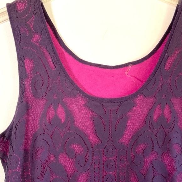 Lace Dress Pink Purple Knit Overlay Size M - Picture 3 of 9
